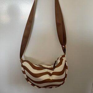 White and Brown stiped Bag